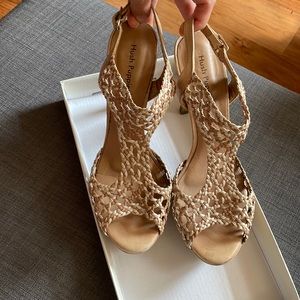 Beige and white heels